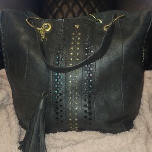 Elegant Black Tote with Gold Accents